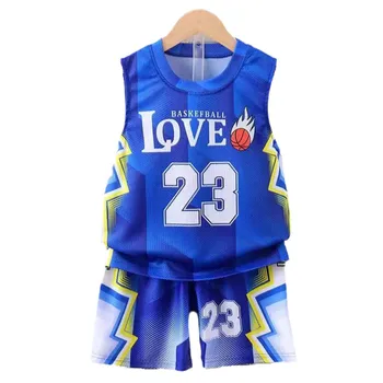 Летняя баскетбольная одежда, спортивный комплект 2023, Новый летний жилет для мальчиков, быстросохнущая одежда 0