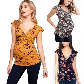 Летняя верхняя одежда, одежда для грудного вскармливания, Тонкая футболка для беременных с короткими рукавами для послеродового ухода, Ropa Premama