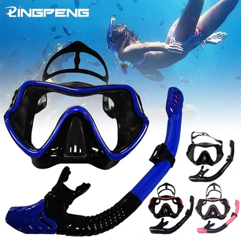Маска для подводного плавания с широким обзором, свободное дыхание и легкая регулировка с помощью маски для подводного плавания, профессионального снаряжения для подводного плавания для взрослых