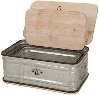 Металлические ящики для хранения на ферме с деревянными крышками Оцинкованные Сундуки для хранения Маленькие и большие