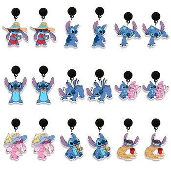 Милые серьги из смолы Lilo & Stitch Disney, большие длинные висячие серьги, Уникальные украшения для женщин, девочек, подарок для детей