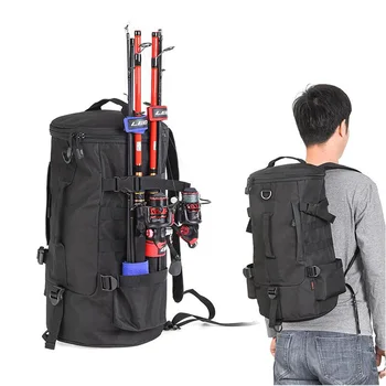 Многофункциональная Цилиндрическая Удочка, Колесный рюкзак, Портативная сумка через плечо, Инструменты для кемпинга на открытом воздухе