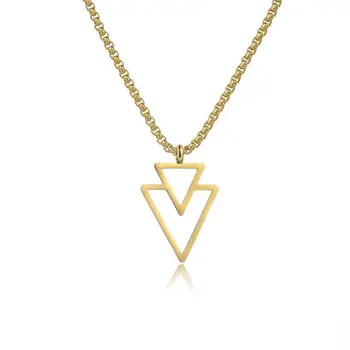 Модное минималистичное ожерелье с двойным треугольником из нержавеющей стали для мужчин, трендовые повседневные украшения в стиле морской пехоты, подарок