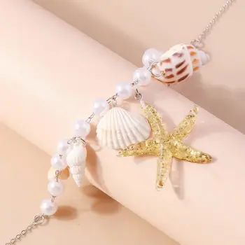 Модное ожерелье Изысканное ожерелье Шикарные прибрежные украшения Элегантные ожерелья из искусственного жемчуга в виде морских звезд, универсальные для пляжа 5