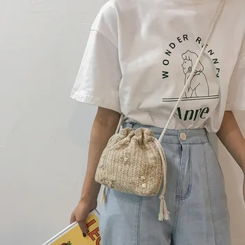 Модные маленькие сумки через плечо, женские пляжные сумки с цветочной вышивкой из соломы, женские кружевные сумки через плечо для путешествий