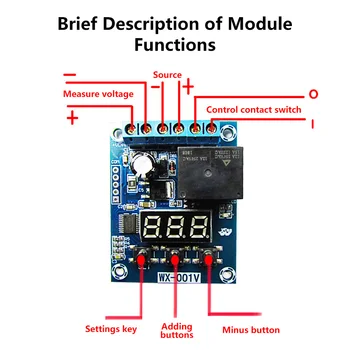 Модуль определения напряжения DC12V 12A Модуль платы управления Релейным переключателем Светодиодный Вольтметр Монитор зарядки и разряда 1