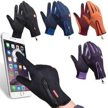 Мотоциклетные перчатки для верховой езды с сенсорным экраном, нескользящие мужские женские Зимние виды спорта на открытом воздухе, теплые перчатки с полным пальцем для езды на велосипеде, лыжах