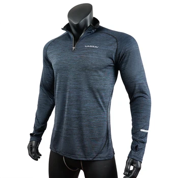 Мужская спортивная футболка, спортивная одежда с длинным рукавом, одежда для бега, тренажерного зала, компрессионная рубашка для фитнеса, пуловер на молнии, походный рашгард w42