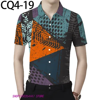 Мужское классическое платье с цифровым принтом и короткими рукавами · Shang Yi 2023, последняя повседневная рубашка fi 0
