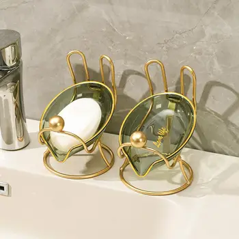 Мыльница для ванной комнаты с металлическим основанием, Мультяшный держатель для слива мыла, коробка для хранения кухонной губки, Пластиковый контейнер для мыла