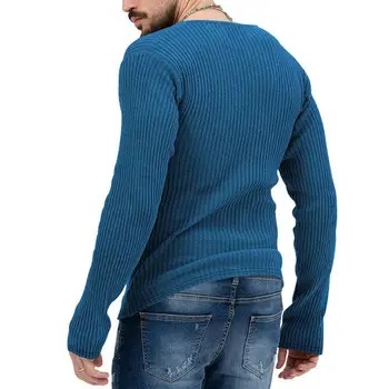 Мягкий свитер, стильный мужской свитер с V-образным вырезом, приталенный мягкий вязаный пуловер с длинными рукавами для осени-зимы, модный мужской свитер