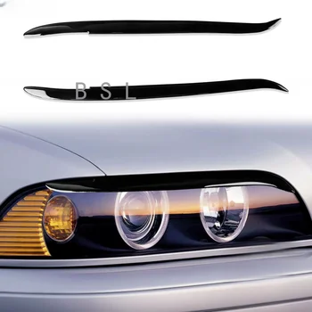 Накладка для бровей фары Спереди Слева справа для BMW E39 1997 1998 1999 2000 2001 2002 2003 Пластик Глянцевый черный
