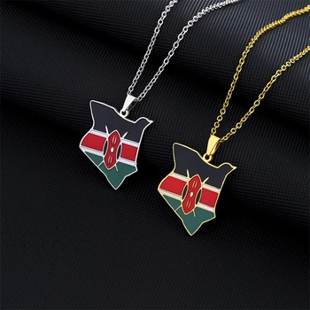 Новая карта Кении, Подвесные ожерелья с флагом, ювелирные изделия из нержавеющей стали серебристого/золотого цвета, кенийские патриотические подарки, кенийские карты