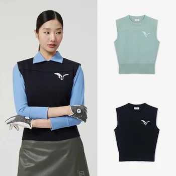 Новая одежда для гольфа ранней осени, женский повседневный спортивный вязаный жилет, тонкий спортивный жилет в складку