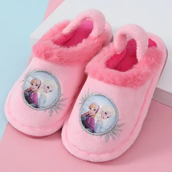 Новая осенне-зимняя детская обувь Для маленьких девочек, тапочки принцессы с героями мультфильмов 