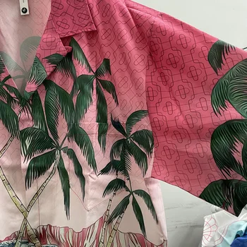 Новая Розовая рубашка Casablanca с принтом Кокосовой пальмы, Мужские И Женские Гавайские рубашки, Футболка y2k 4
