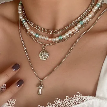 Новое модное ожерелье из искусственного жемчуга, ювелирные изделия для женщин, Бусины ручной работы, стиль Рококо