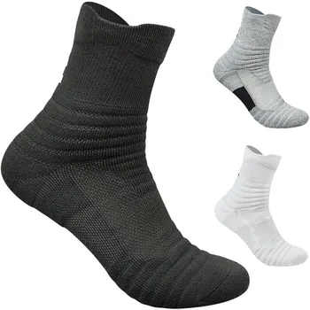 Носки для бега, нескользящие дышащие спортивные носки, толстое хлопчатобумажное полотенце, мужские футбольные носки, уличные баскетбольные носки