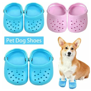 Носки для маленьких домашних собак, силиконовые Летние для обуви, 2 шт., тапочки для собак, Износостойкие сандалии, Дышащие собачьи