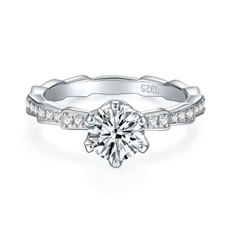 Обручальное кольцо из муассанита стерлингового серебра 925 пробы весом 2 карата, Круглые обручальные кольца для женщин, ювелирные изделия
