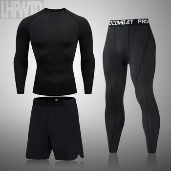Однотонные мужские футболки для бега, бодибилдинга, леггинсы для спортзала, быстросохнущая компрессионная одежда для тренировок 