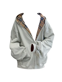Осенне-зимняя женская американская винтажная толстовка с капюшоном на молнии, свитшоты Oversize Essentials, пуловеры, эстетика 2000-х, уличная одежда Y2k, Шик