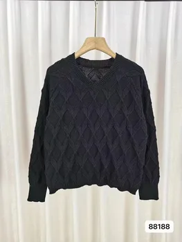 Осенний Корейский Свободный пуловер, женский простой повседневный вязаный свитер с нижним верхом 5