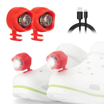 Перезаряжаемый светильник для обуви, 2 предмета, 3 режима освещения в темноте Для выгула собак, удобный кемпинг, красный