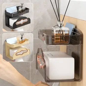 Пластиковый держатель туалетной бумаги Аксессуары для ванной Комнаты Легкая Настенная полка для бумаги Контейнер для бумаги без гвоздей Ванная Комната
