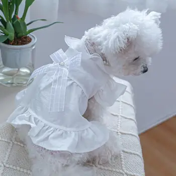 Платье для собак Легкое платье для домашних животных, однотонное Красивое свадебное платье принцессы для щенков и котенков, аксессуары для собак