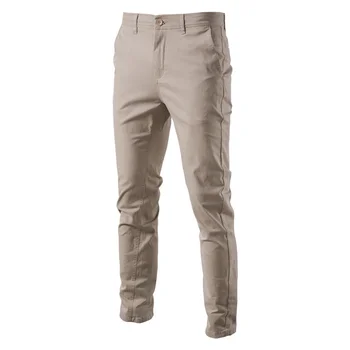 Повседневные хлопчатобумажные мужские брюки AIOPESON, однотонные приталенные мужские брюки, Новинка весны, высококачественные классические деловые брюки для мужчин