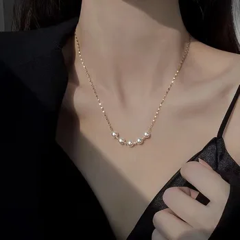 Простое жемчужное ожерелье с темпераментом, женское ожерелье нового дизайна, универсальная цепочка на ключицу
