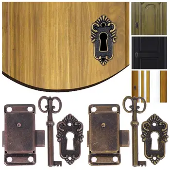 Противоугонный шкаф-купе, антикварный железный дверной замок, замок шкатулки для драгоценностей + замок для ящика с ключом