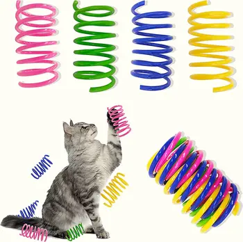 Пружинные игрушки для кошек 16 упаковок спиральных пружин для кошек в помещении Красочные Прочные Пластиковые пружинные катушки Привлекают кошек Интерактивными игрушками