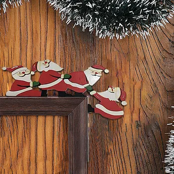 Рождественское украшение дверной коробки Санта Клаус Деревянные Рождественские украшения С Новым 2023 годом Отделка дверной коробки деревом Рождественский декор