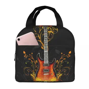Рок-гитары, портативная изолированная Оксфордская сумка для ланча, многоразовый ланч-бокс, органайзер для ланча, термосумка-холодильник