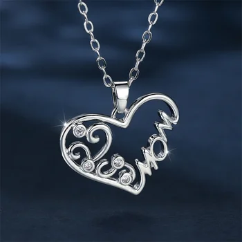 Роскошное женское ожерелье с подвеской в виде сердца Любви, Серебряные цепочки, Очаровательные Свадебные ожерелья с белым цирконием для женщин 0