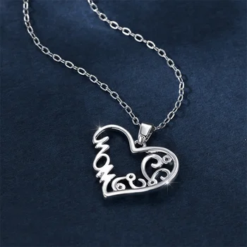 Роскошное женское ожерелье с подвеской в виде сердца Любви, Серебряные цепочки, Очаровательные Свадебные ожерелья с белым цирконием для женщин 1