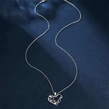 Роскошное женское ожерелье с подвеской в виде сердца Любви, Серебряные цепочки, Очаровательные Свадебные ожерелья с белым цирконием для женщин 3