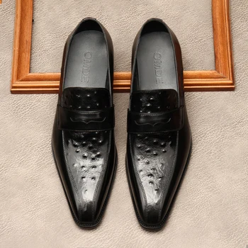 Роскошные итальянские мужские модельные Туфли Из натуральной Кожи Модельер С острым носком Черные Свадебные Светские Деловые Лоферы Мужские
