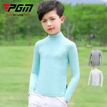 Рубашки для гольфа для мальчиков PGM, Летняя защита от солнца, Детские топы из ледяного шелка с длинным рукавом, Дышащие быстросохнущие футболки YF137
