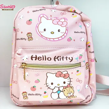 Рюкзак Sanrio Kuromi Melody Кожаный Повседневный школьный ранец Детский Дорожный Маленький рюкзак В подарок Школьным канцелярским принадлежностям