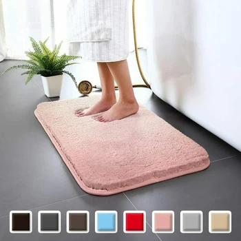 Сверхтолстые коврики для ванной из пушистого волокна, удобный и мягкий ковер для ванной комнаты, нескользящий впитывающий коврик, коврик для ног, коврик для душевой комнаты 5