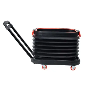 Складное Автомобильное ведро, Рыболовная корзина на колесиках, 37-литровый Прочный Легкий Органайзер для автомобильного багажника с телескопической алюминиевой ручкой