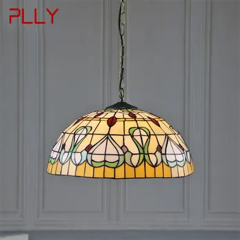Стеклянная Подвесная лампа PLLY Tiffany с креативным Рисунком, Винтажный Подвесной светильник, Декор для дома, столовой, Спальни, Отеля