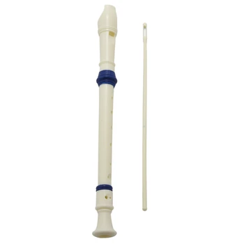 Студенческий пластиковый 8-луночный флейта для записи сопрано Бежево-синий с палочкой для чистки