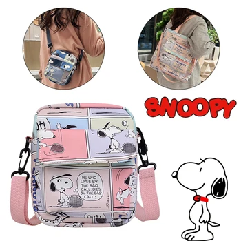 Сумка Snoopy Crossbody, холщовые диагональные сумки через плечо, мультяшная модная повседневная сумка для мобильного телефона, Женские сумки для покупок, сумка через плечо