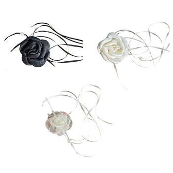 Супер Сказочная цепочка на шею в стиле ретро с розами, ожерелье на шнуровке, жемчужное колье, ожерелье с цветочным шармом, цепочка для ключиц, Прямая доставка