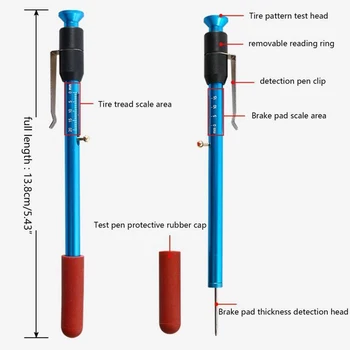 Толщина тормозных колодок 13,8 см Тестер автомобильных аксессуаров Регистрирует толщину тормозных колодок Измерительный инструмент для определения толщины ручки
