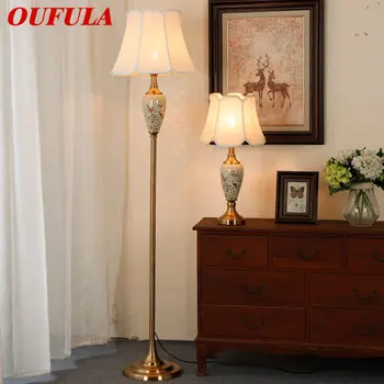 Торшеры из китайской керамики OUFULA, современный креативный светодиодный настольный светильник для дома, гостиной, спальни, прикроватной тумбочки